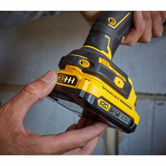 STANLEY FATMAX SFMCD721M2K-QW Perceuse visseuse à percussion V20 18V Brushless 80Nm avec 2x4Ah STANLEY FATMAX SFMCD721M2K-QW Perceuse visseuse à percussion V20 18V Brushless 80Nm avec 2x4Ah