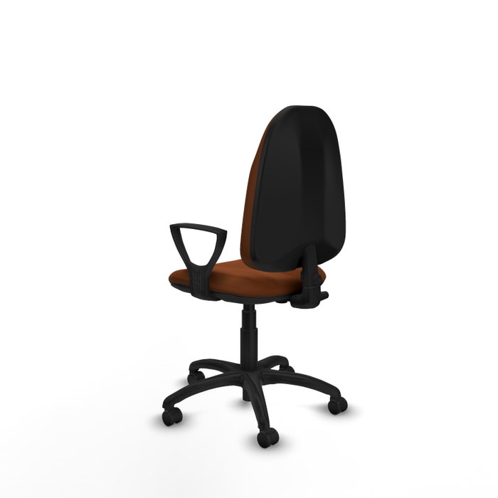 PIQUERAS Y CRESPO Chaise de bureau Algarra, similicuir marron, mécanisme de contact permanent, roulettes parquet
