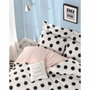 BigBuy Home Parure de couette King size Blanc, Noir et Saumon à pois, 3 pièces
