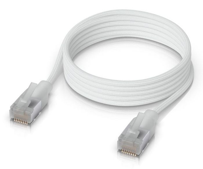 Ubiquiti - Câble réseau RJ45 Premium Cat 6A blindé tressé - 10 GbE, PoE++, translucide/blanc - Longueur 1 m