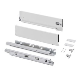 Emuca Kit tiroir extérieur Vertex, hauteur 131mm, profondeur 500mm, réglage 3D, blanc