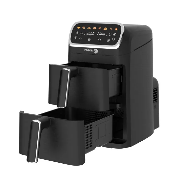 Fagor FG7503 Friteuse sans huile Air Fryer - Capacité 8 L (2 cuves de 4 L) - 8 programmes - 2600 W - Synchronisation et cuisson adaptée