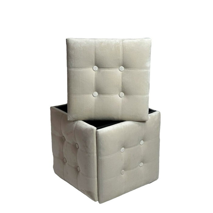 GO GIFT Jeu de tabourets Transformer Crème Velours Acier 5 en 1 - 5 Unités