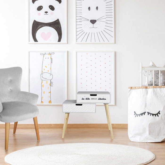 Home Deco Kids Mesita C/2 Cajones Gris