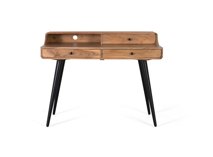 GINER Y COLOMER - Bureau en bois d'acacia et métal avec 3 tiroirs, dimensions 115x60x90 cm, couleur naturel - Matériel de bureau