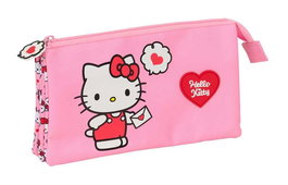 Safta Portatodo Triple Hello Kitty 22 x 12 x 3 cm, Boîte de Rangement 3 Compartiments pour Enfants, Dès 3 Ans
