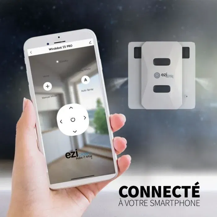 Eziclean Windobot S5 Pro - Robot lave-vitres autonome avec diffuseurs automatiques, 72 W, couleur blanc Eziclean Windobot S5 Pro - Robot lave-vitres autonome avec diffuseurs automatiques, 72 W, couleur blanc