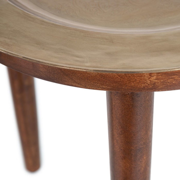 BigBuy Home Table d'appoint Doré Naturel Ronde