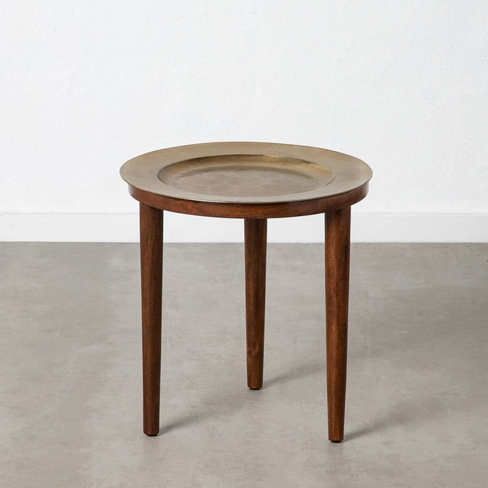 BigBuy Home Table d'appoint Doré Naturel Ronde