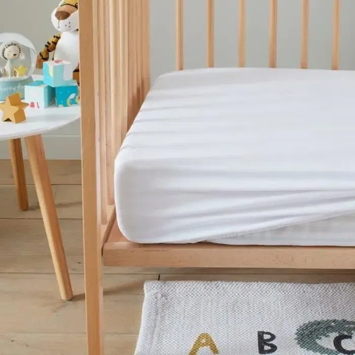 P'Tit Dodo Drap housse imperméable Tout en un 50 x 85 cm Blanc - Coton jersey, base respirante, traité Sanitized - Pour lit cododo, berceau, lit à barreaux