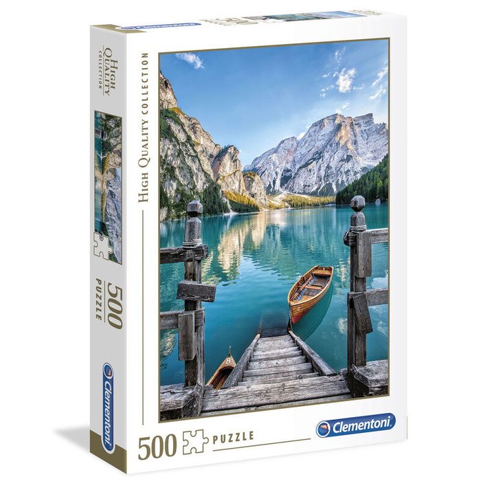 Clementoni Puzzle Paysage du Lac de Braies 500 Pièces - Dimensions 49x36 cm - Boîte 34,4x25,4x4,6 cm