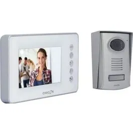 Chacon Visiophone Vidéophone 4 Fils avec Écran LCD 4,3" Mains Libres, Vision Nocturne et Commande de Portail, Aluminium