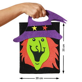 Cubo collecteur de bonbons en forme de sorcière 20 x 25 cm - Seau à bonbons décoratif pour Halloween