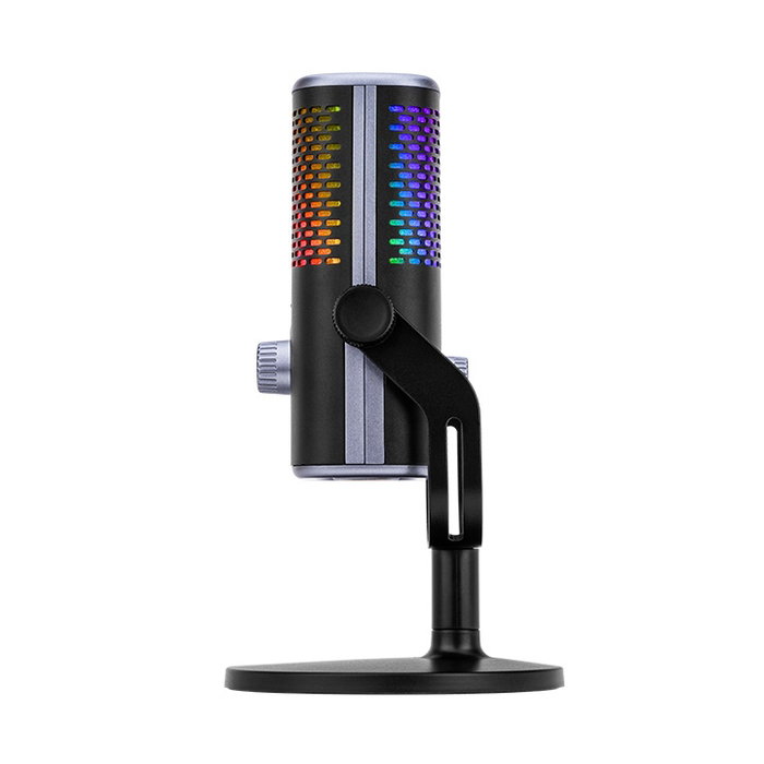 Thermaltake GS50 Microphone Gaming RGB USB Noir – Condensateur avec Patrons Polaires, Mute et Volume