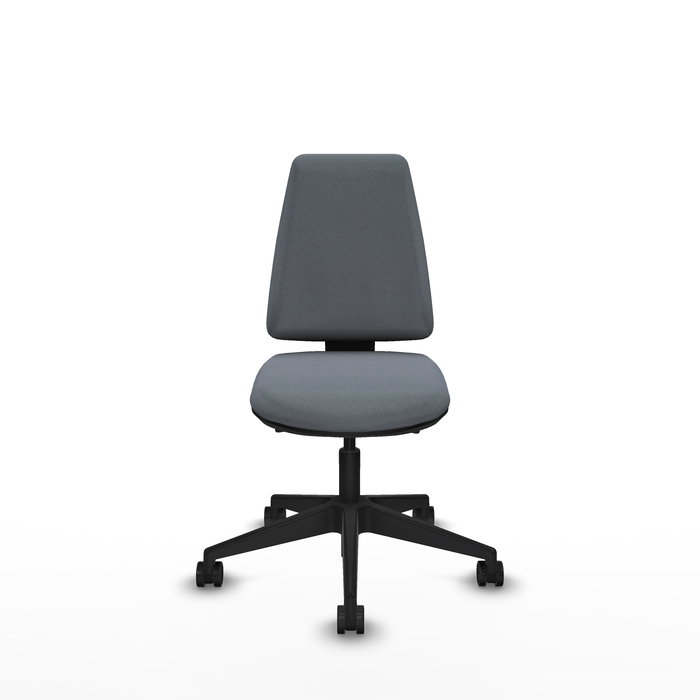 Chaise Elche Asynchrone Tissu Gris Base pyramidale noire Sans accoudoirs Sans appui-tête Roulettes 65mm nylon