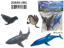 Rama Jeu de figurines animaux marins - 4 unités - Environ 20.5 * 25 * 4 cm - Pour enfants de 3 ans et plus - 4 langues