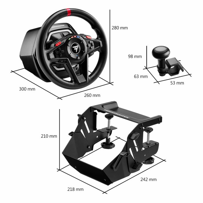 Thrustmaster SimTask T128 - Pack volant de course noir avec levier de vitesses TH8S
