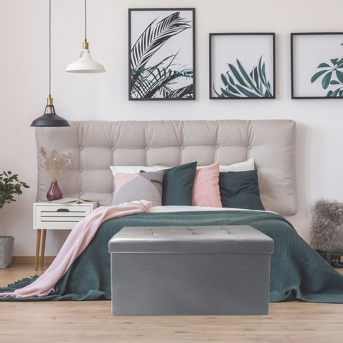 Home Deco Factory Coffre Pouf Pliable Gris