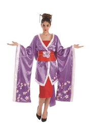 Creaciones Llopis - Déguisement Adulte Geisha à Fleurs Taille L - Costume Japonais Violet pour Femme