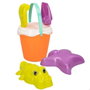 Color Baby - Jeu de plage complet avec seau 18 cm, tamis, pelles 27 cm et 2 moules pour enfants à partir de 3 ans
