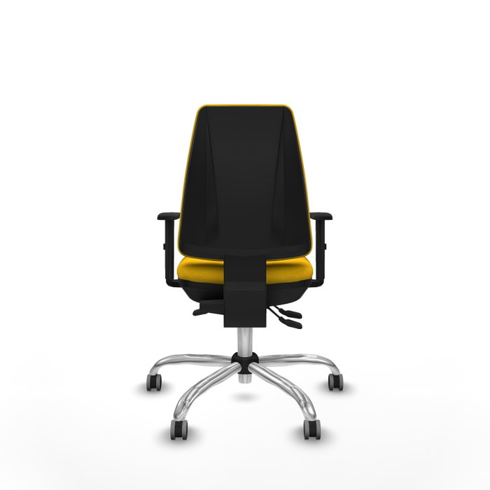 PIQUERAS Y CRESPO Chaise Elche Asynchrone Tissu Jaune Structure chromée Accoudoir 1D