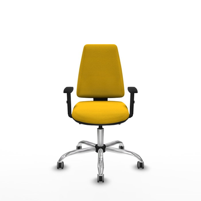 PIQUERAS Y CRESPO Chaise Elche Asynchrone Tissu Jaune Structure chromée Accoudoir 1D