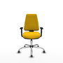 PIQUERAS Y CRESPO Chaise Elche Asynchrone Tissu Jaune Structure chromée Accoudoir 1D