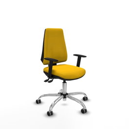 PIQUERAS Y CRESPO Chaise Elche Asynchrone Tissu Jaune Structure chromée Accoudoir 1D