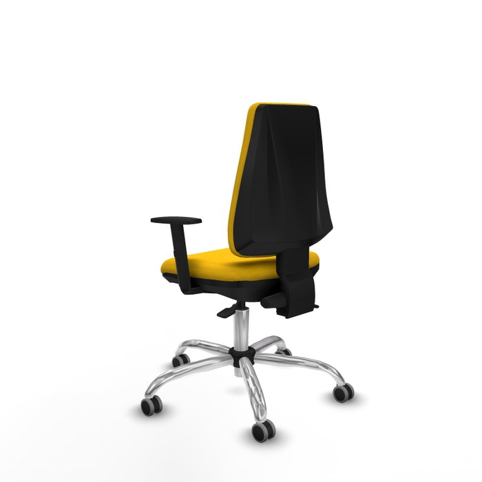 PIQUERAS Y CRESPO Chaise Elche Asynchrone Tissu Jaune Structure chromée Accoudoir 1D