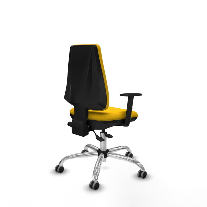 PIQUERAS Y CRESPO Chaise Elche Asynchrone Tissu Jaune Structure chromée Accoudoir 1D