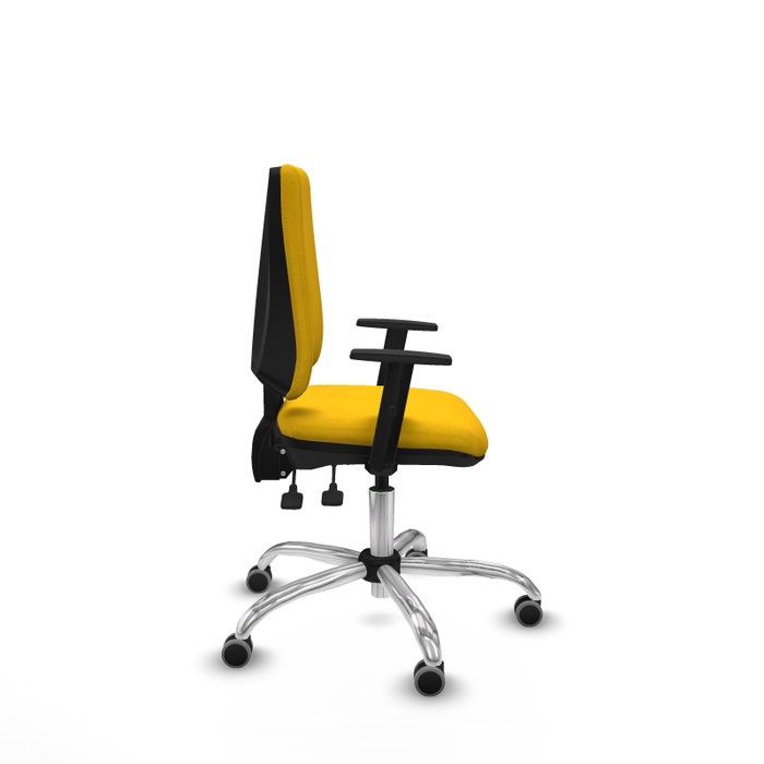 PIQUERAS Y CRESPO Chaise Elche Asynchrone Tissu Jaune Structure chromée Accoudoir 1D