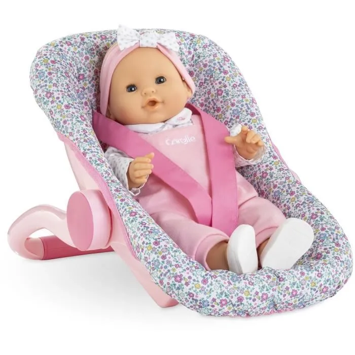 Corolle Porte-poupon Floral Léger et Maniable avec Poignée 3 Positions - Sécurisé pour Poupon de 36-42 cm - Jouet Enfant 3 ans et plus