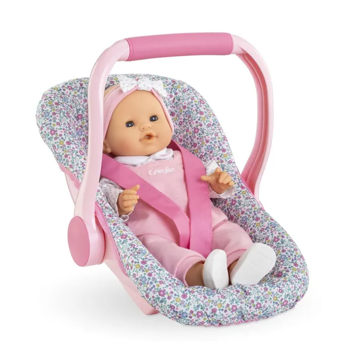 Corolle Porte-poupon Floral Léger et Maniable avec Poignée 3 Positions - Sécurisé pour Poupon de 36-42 cm - Jouet Enfant 3 ans et plus