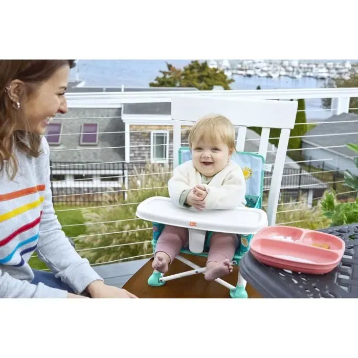 Bright Starts - Disney Baby Stitch Pop 'N Sit - Rehausseur de Chaise Pliable 3-en-1 (Siège au Sol, d'Alimentation et Rehausseur) avec Sac de Transport, Léger et Facile à Nettoyer