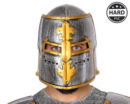 atosa Casque médiéval argenté avec détails dorés pour chevalier adulte