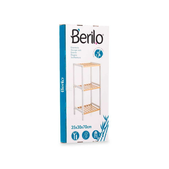 BERILO Étagère Carrée à 3 Étagères en Bambou Blanc