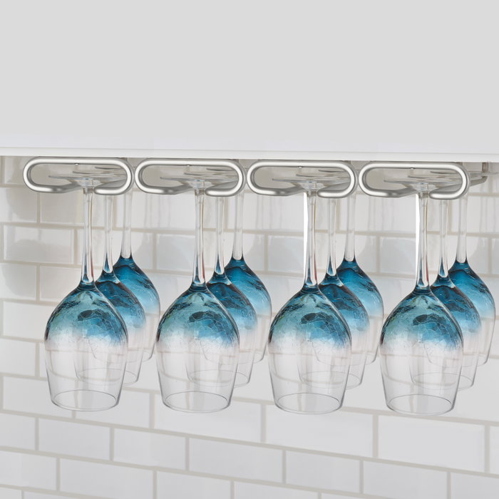 Emuca Porte-verres pour meubles à 4 rangées, longueur 280mm, acier, chromé Emuca Porte-verres pour meubles à 4 rangées, longueur 280mm, acier, chromé