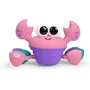 Bright Starts - Jouet d'éveil Rockin' Crawling Crab musical bébé 6M+ rose - Crabe mobile avec musique, détection d'obstacles et arrêt automatique