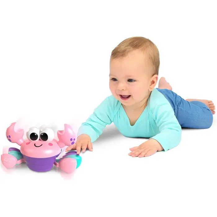Bright Starts - Jouet d'éveil Rockin' Crawling Crab musical bébé 6M+ rose - Crabe mobile avec musique, détection d'obstacles et arrêt automatique Bright Starts - Jouet d'éveil Rockin' Crawling Crab musical bébé 6M+ rose - Crabe mobile avec musique, détection d'obstacles et arrêt automatique