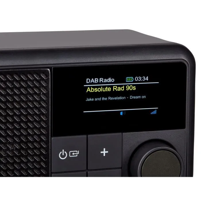Medion - Mini Radio DAB+/FM Bluetooth - Ecran couleur TFT 1,47", IPX1, 40 stations préréglées, batterie 6.5h, réveil, 2W RMS - Noir