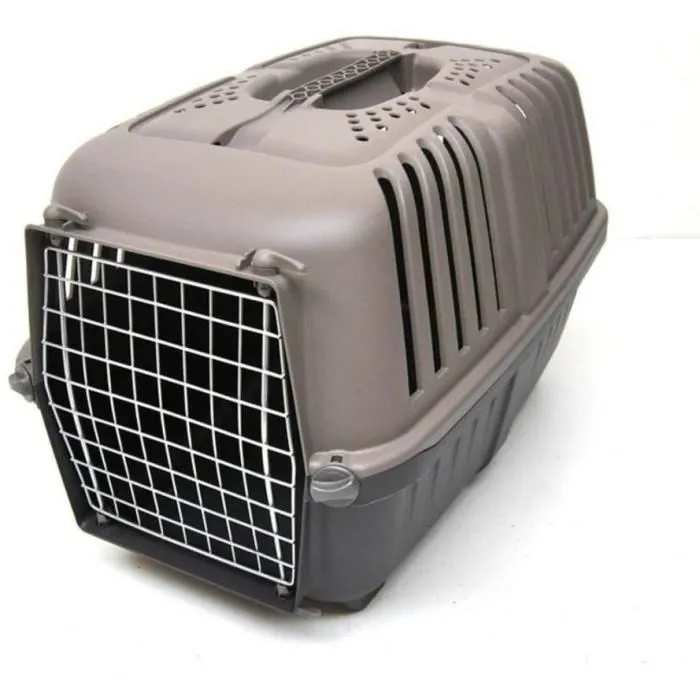 AIMÉ - Caisse de transport PRATIKO en plastique pour chien et chat 48 x 31 x 32 cm, avec porte en métal