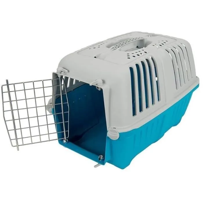 AIMÉ - Caisse de transport PRATIKO en plastique pour chien et chat 48 x 31 x 32 cm, avec porte en métal