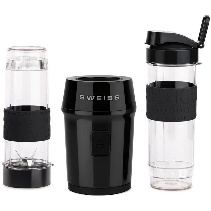 Sweiss MOOV9 - Mini-blender 300 W - 570 ml - 2 gourdes incluses - Noir