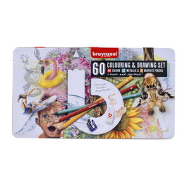 Bruynzeel Coffret métallique de dessin et coloriage de 60 articles