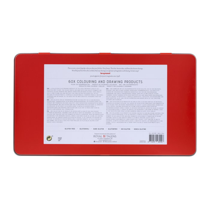 Bruynzeel Coffret métallique de dessin et coloriage de 60 articles