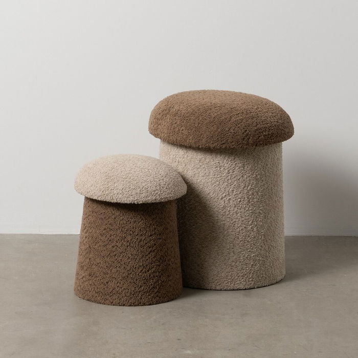 Pouf Marron Beige Bois MDF 40 x 40 x 48 cm (2 Unités)