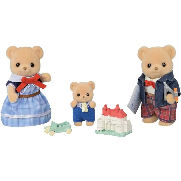Sylvanian Families - Famille Ours Biscuit (3 personnages articulés avec accessoires) - Jeu de figurines - À partir de 3 ans