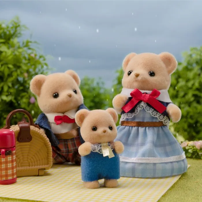 Sylvanian Families 5851 La Famille Ours Biscuit - 3 Personnages Articulés Avec Accessoires Architecte