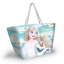 KARACTERMANIA - Sac de plage Disney Frozen - 37 x 52 x 17 cm - Avec poche à fermeture éclair et deux anses