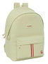 Safta Basics Mochila doble pour ordinateur portable 15,6" avec chargeur USB, sac à dos beige, 31 x 44 x 18 cm